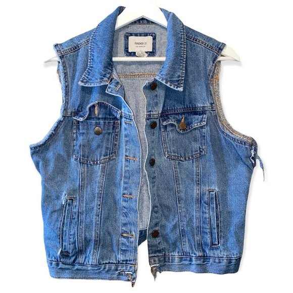 Forever 21 Jackets & Blazers - FOREVER 21 distressed demin vest size Large